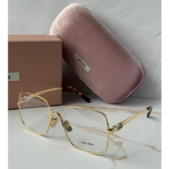 NEW Miu Miu MU51YV Gold Oversized Square Eyeglasses Frames main image 5